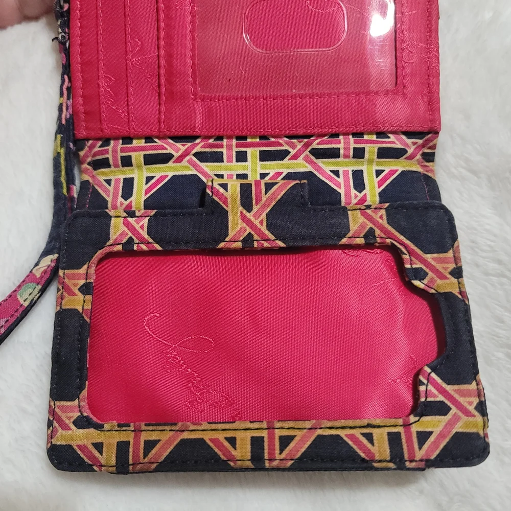 Vera Bradley Wristlet Wallet Floral Pattern Navy Pink‎ Cardholder Preppy Quilted